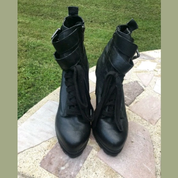 Kelsi Dagger Shoes - KELSI DAGGER BLACK REAL LEATHER HIGH HEEL BOOTS WI